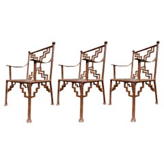 Ziggurat-Sessel aus Stahl, 3er-Set