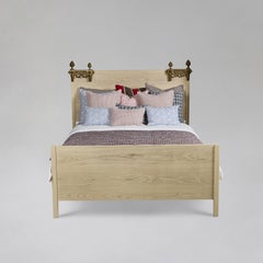 Custom White Ash Wood Bed w/ Headboard + Footboard  Queen