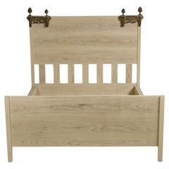 Custom White Ash Wood Bed w/ Headboard + Footboard  Queen