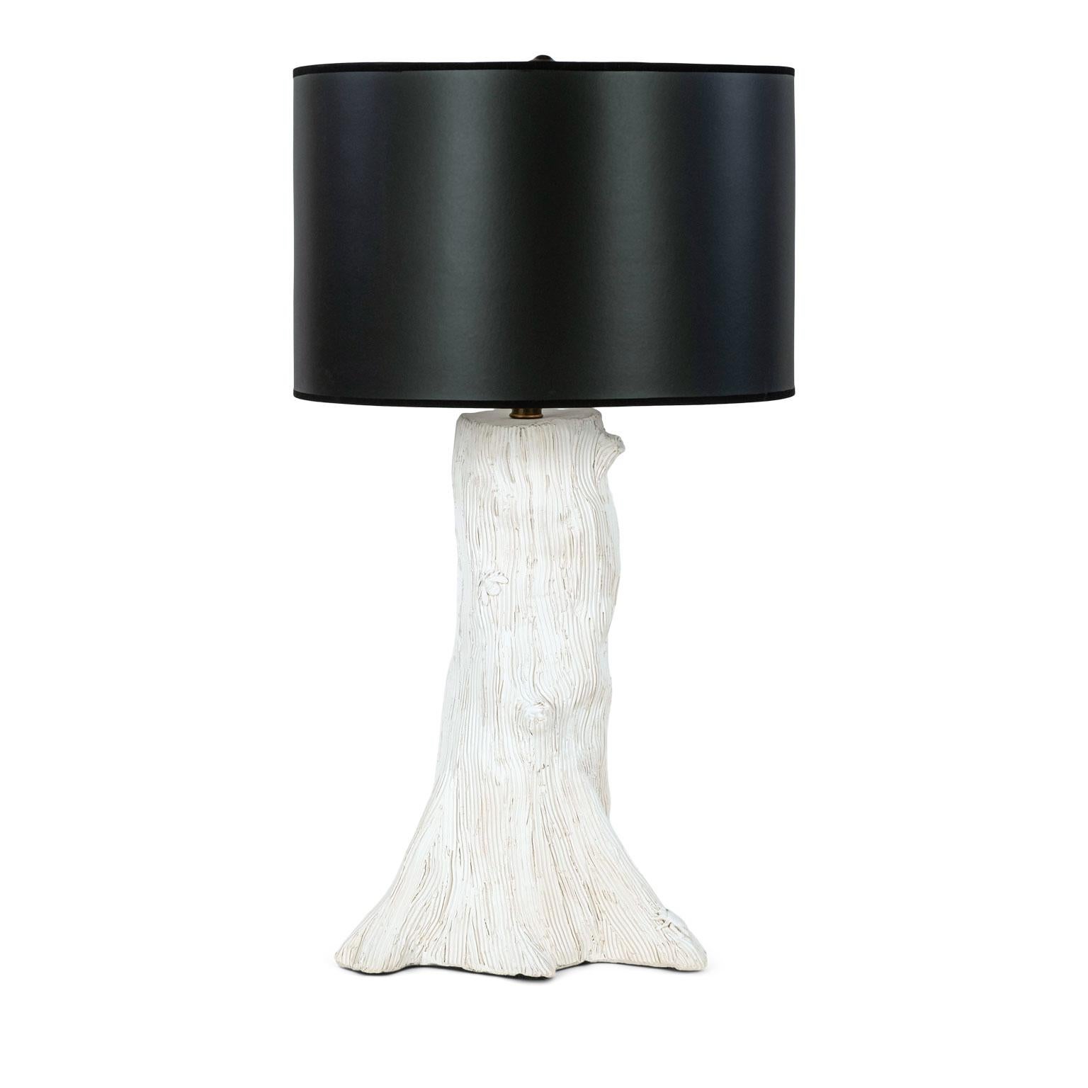American Custom White 'Faux Bois' Ceramic Lamp