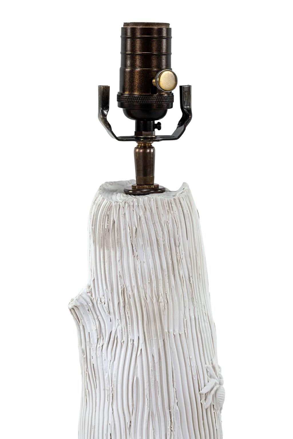 Custom White 'Faux Bois' Ceramic Lamp 2