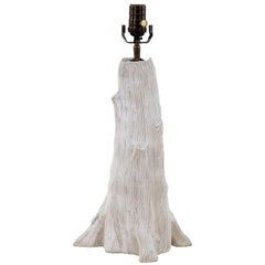 Custom White 'Faux Bois' Ceramic Lamp