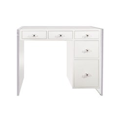 Custom White Lacquer Desk with Lucite Side Panels