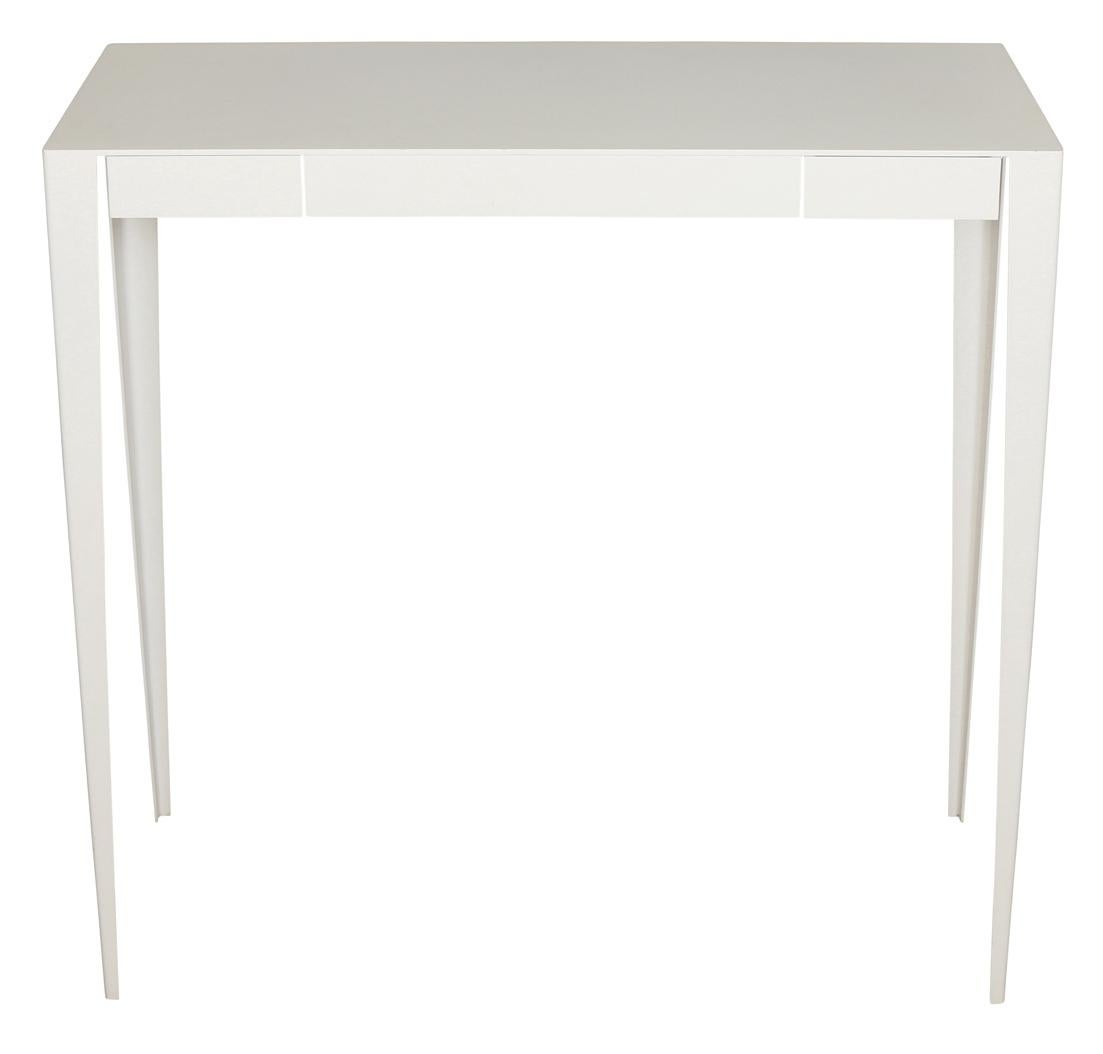 Custom White Metal Console with Two Drawers In Good Condition For Sale In Locust Valley, NY