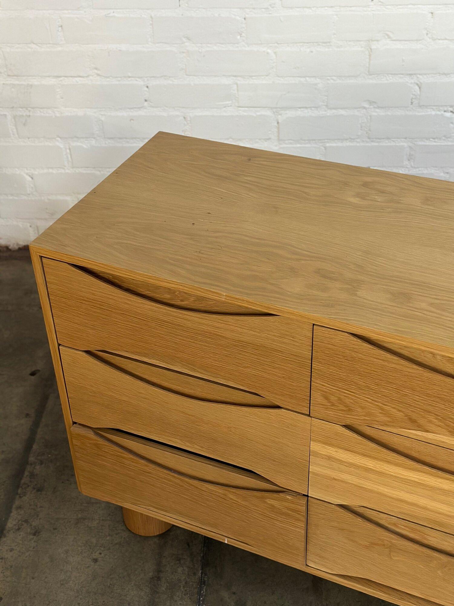 Oak Custom White oak “Ojos” dresser - Floor model in stock For Sale