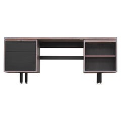 Custom White Wash and Grey Cerused Floating Top Executive Desk