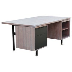 Used Custom White Wash and Grey Cerused Floating Top Executive Desk