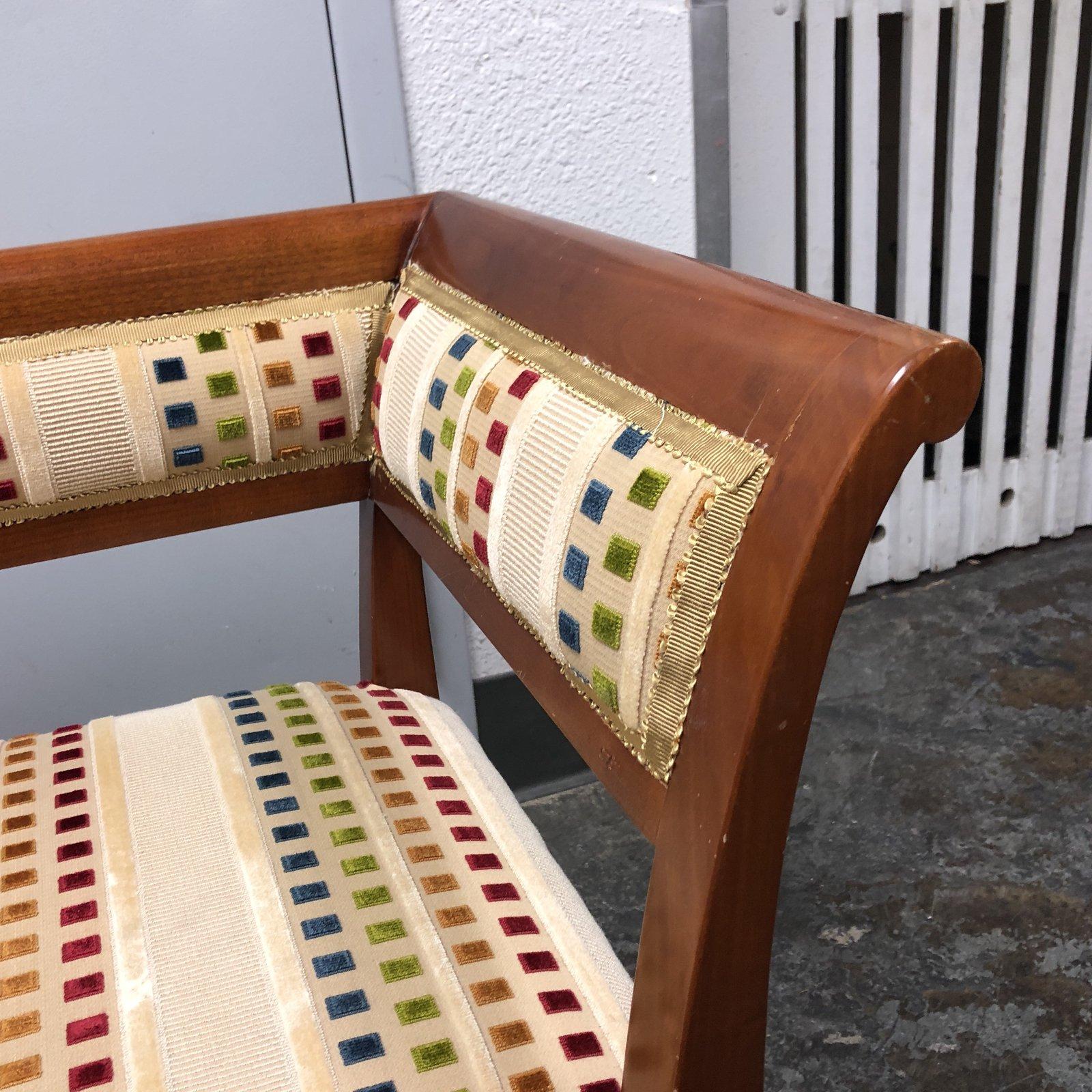 Custom Wood and Fabric Midcentury Style Settee Bench In Good Condition For Sale In San Francisco, CA