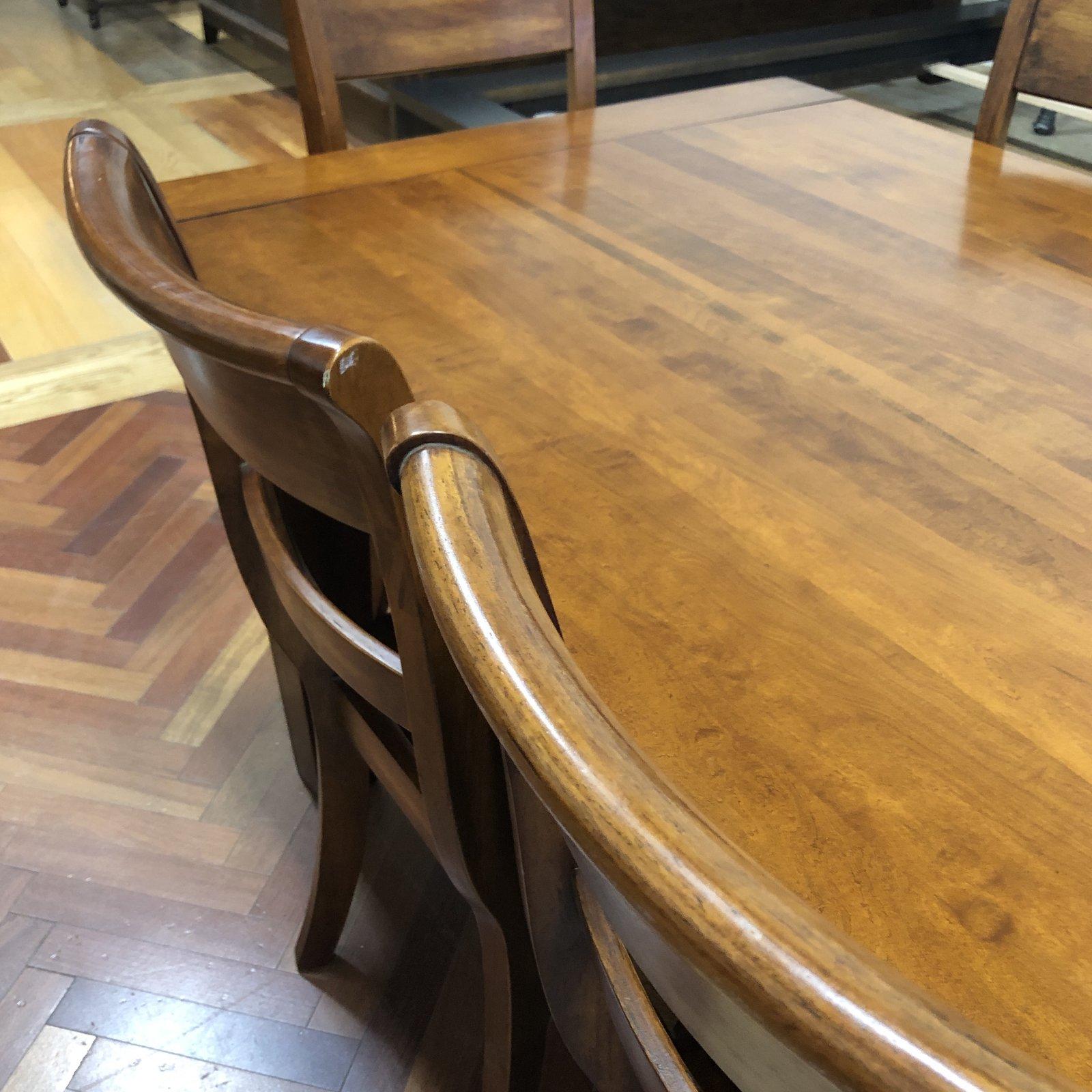 Custom Wood Dining Table and Six Chairs From Chile For Sale 5