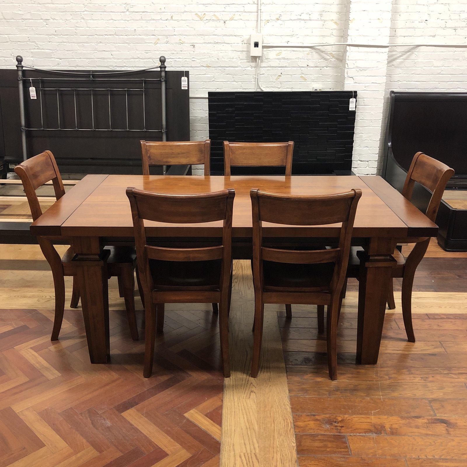 Custom Wood Dining Table and Six Chairs From Chile In Good Condition For Sale In San Francisco, CA