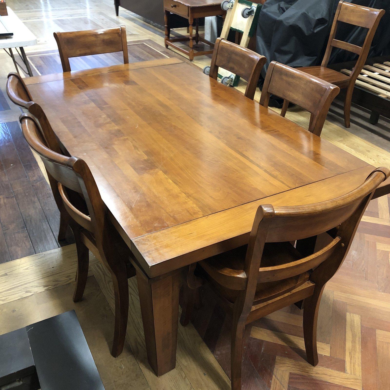 Contemporary Custom Wood Dining Table and Six Chairs From Chile For Sale