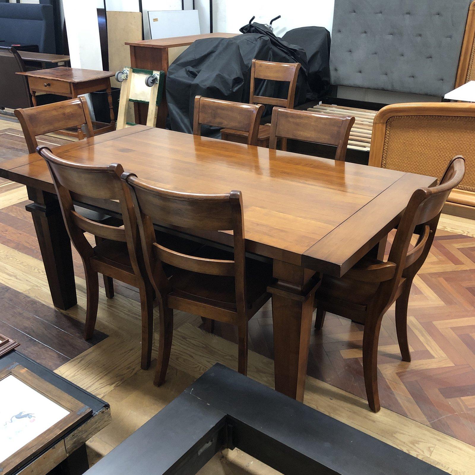 Custom Wood Dining Table and Six Chairs From Chile For Sale 2