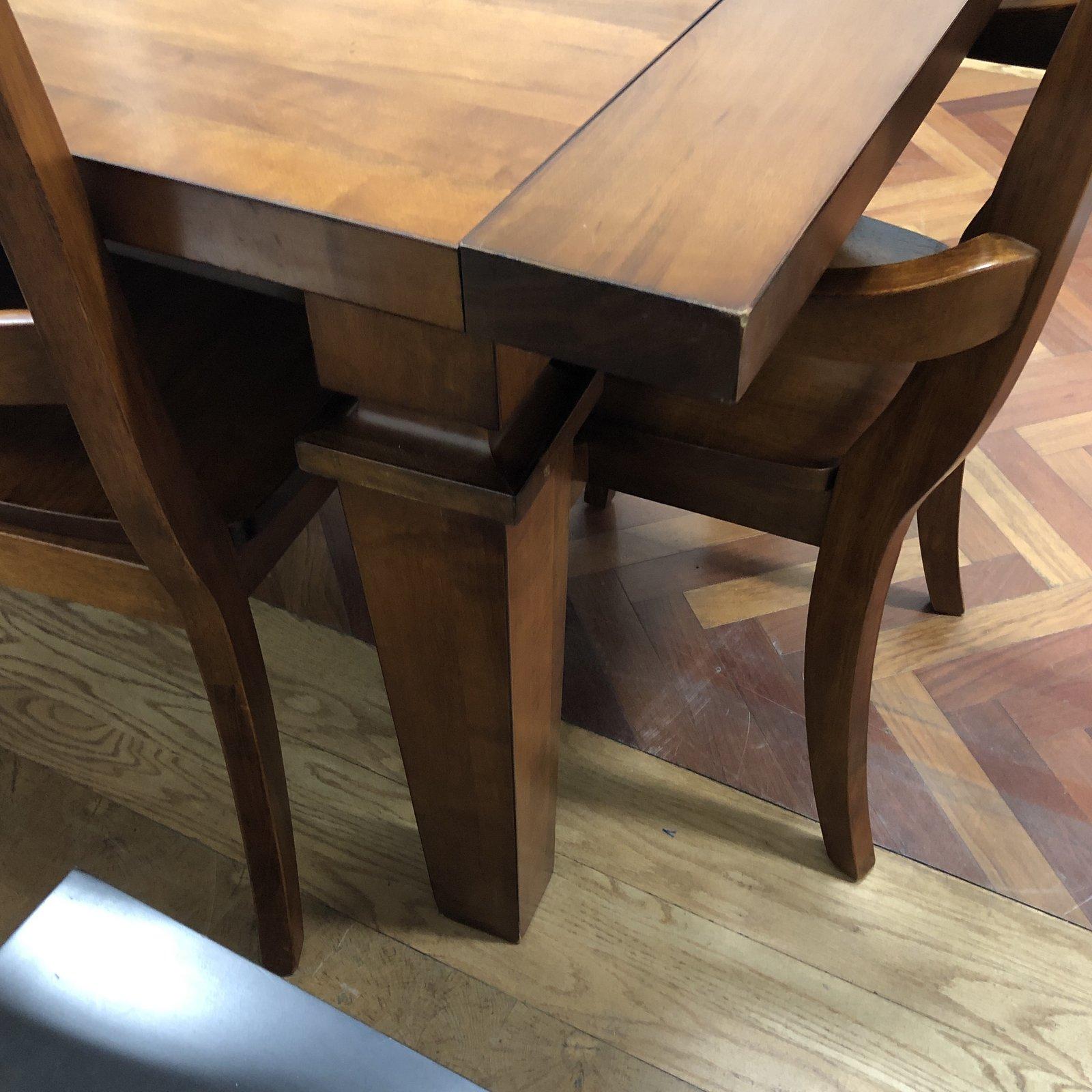 Custom Wood Dining Table and Six Chairs From Chile For Sale 3