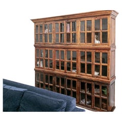 Custom Wood Three Part Display Bookshelf Shelves In Rustic Style
