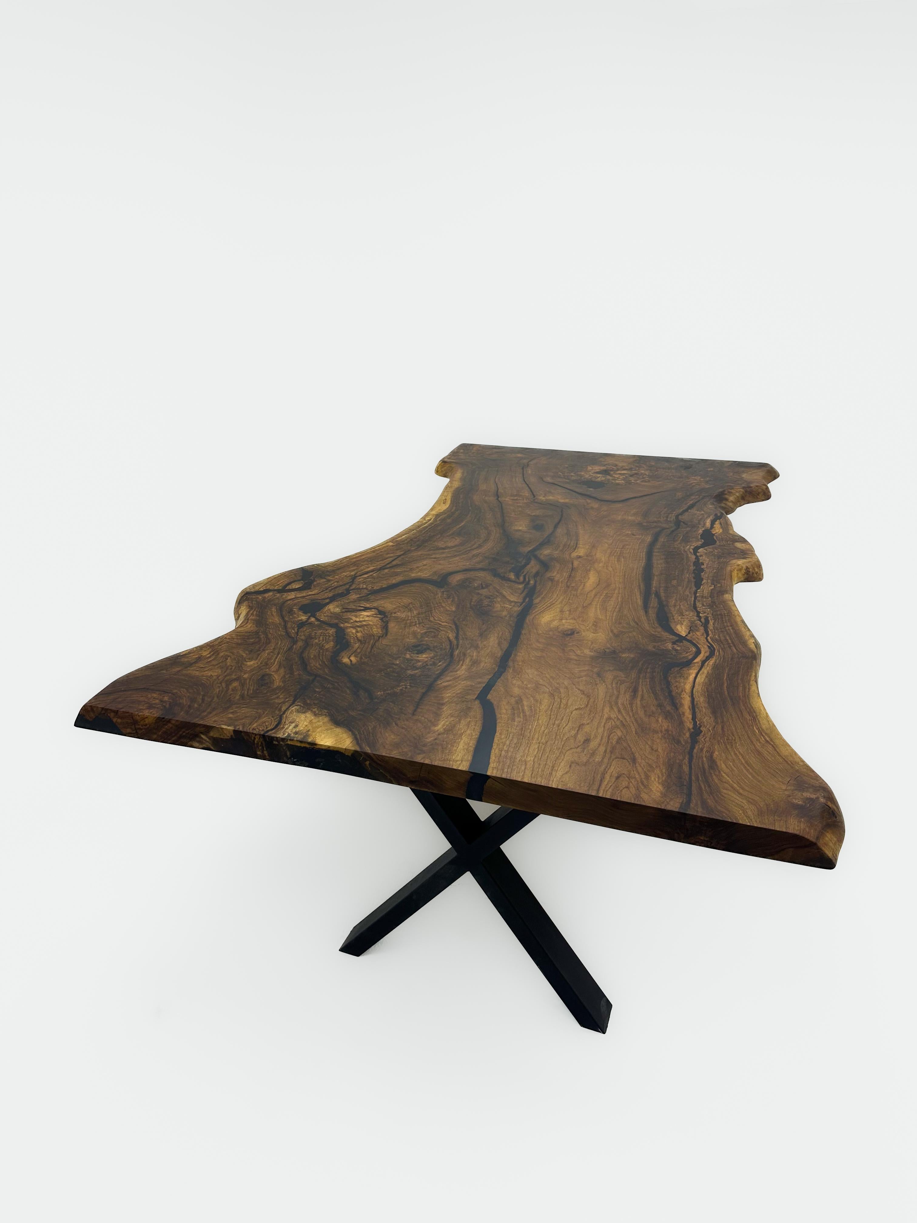 Hand-Carved Custom Wooden Ancient Walnut Dining Table For Sale