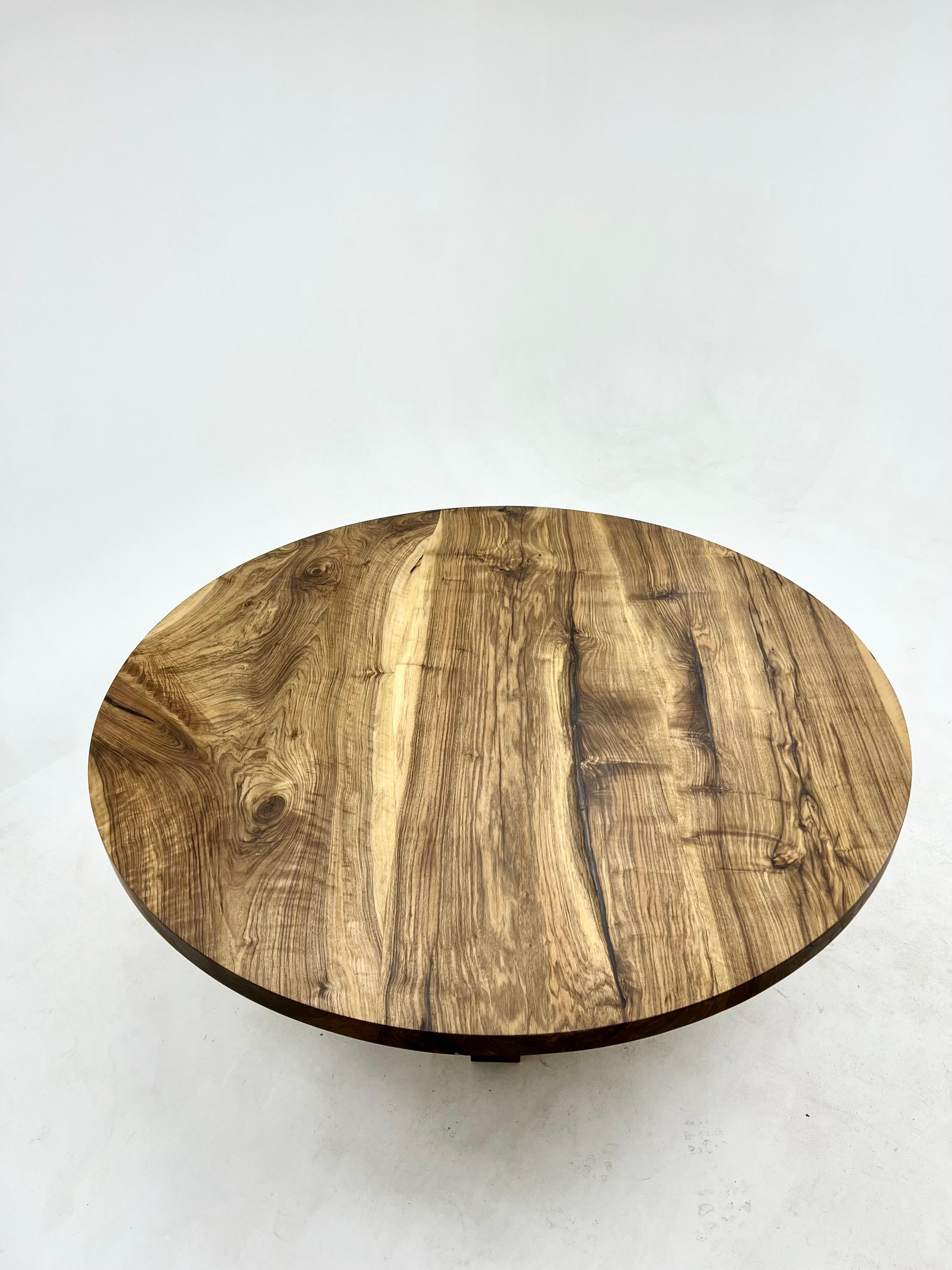 Custom Wooden Walnut Rustic Round Conference Table  For Sale 2