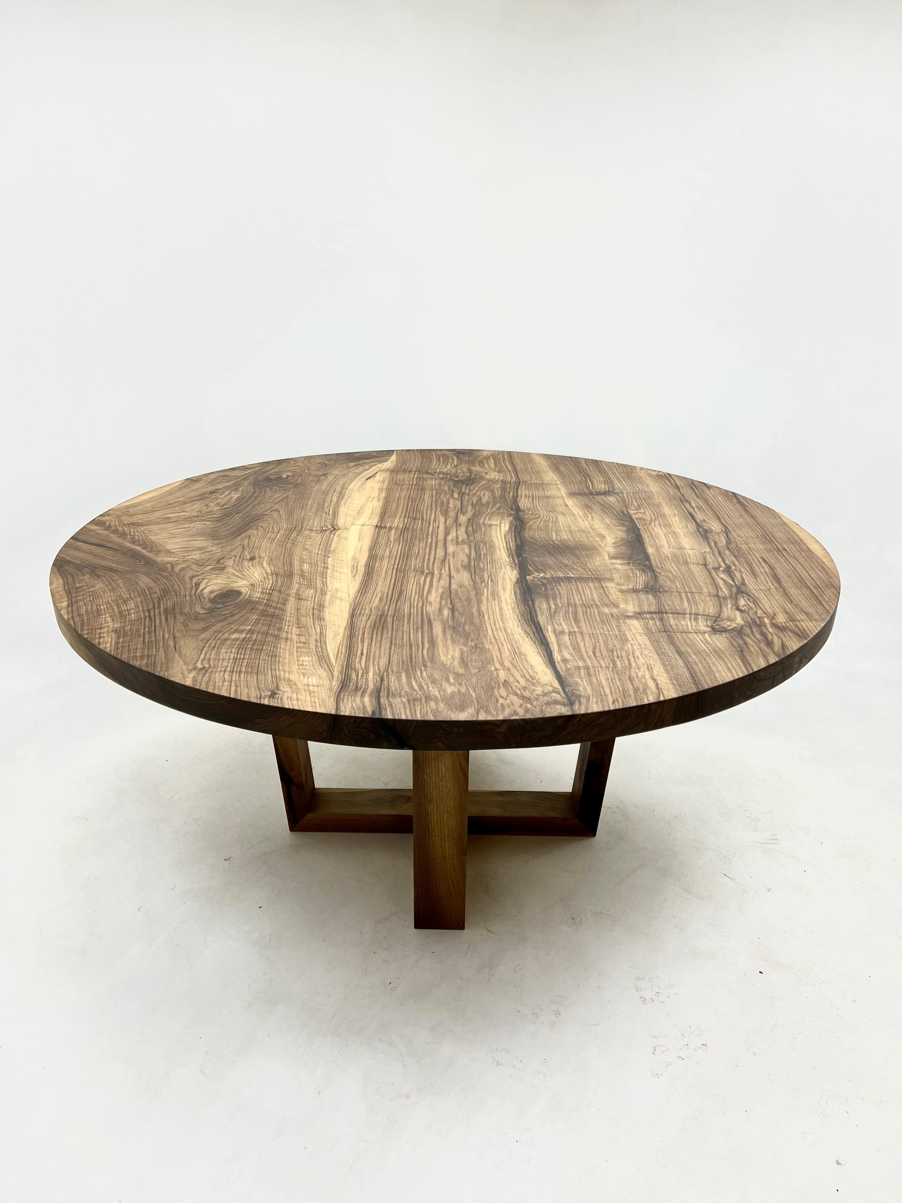 Turkish Custom Wooden Walnut Rustic Round Conference Table  For Sale