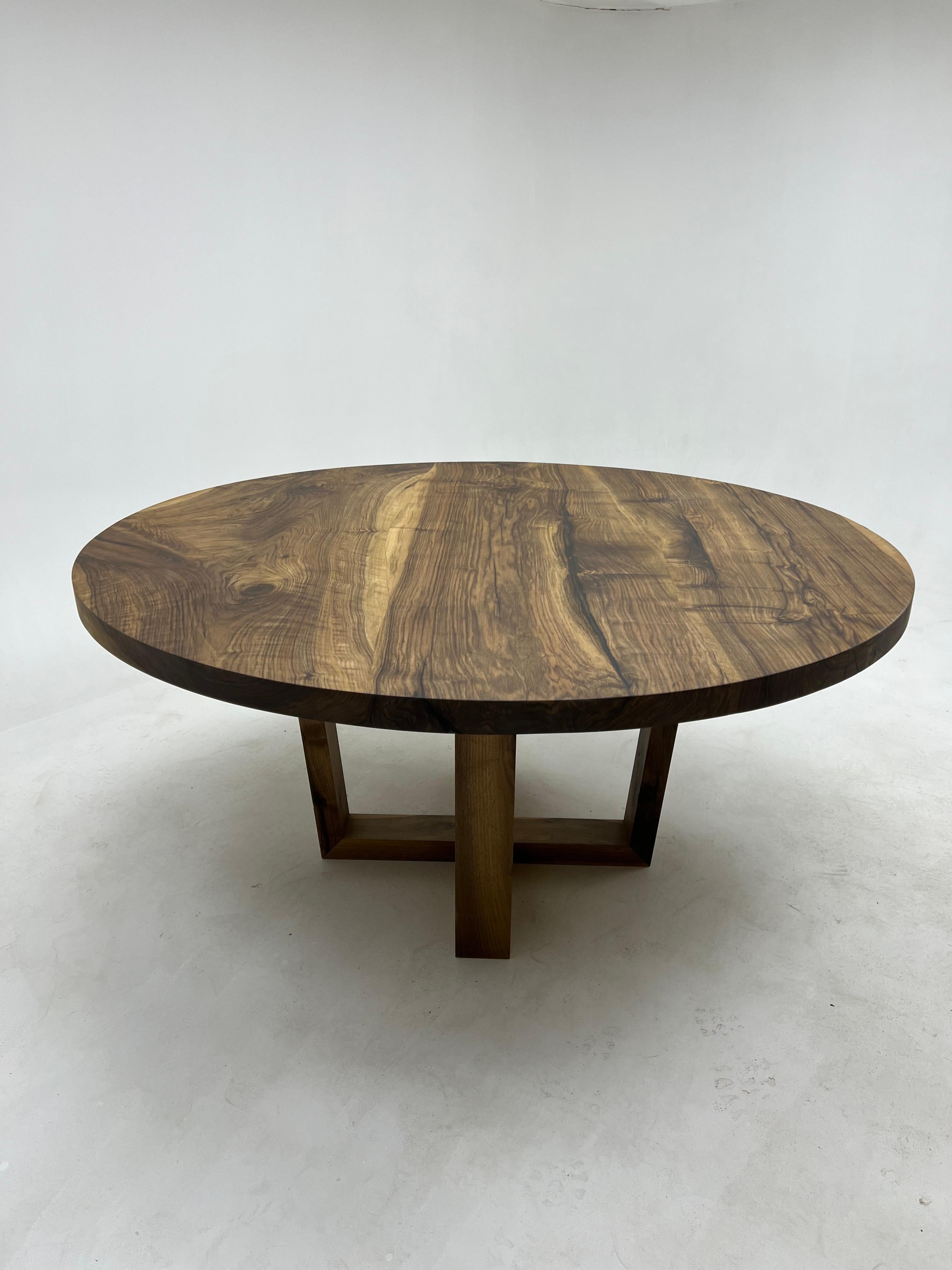 Woodwork Custom Wooden Walnut Rustic Round Conference Table  For Sale