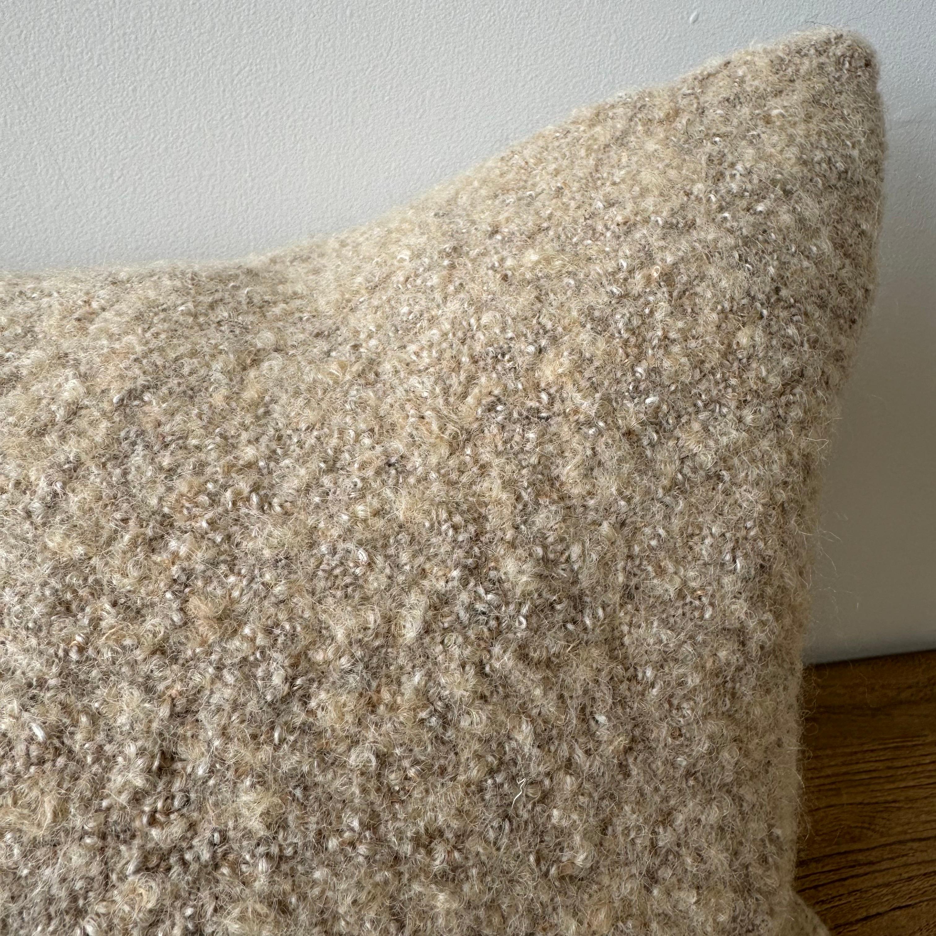 American Custom Wool and Linen Blend Pillow with Brass Zipper and Down Feather Insert For Sale