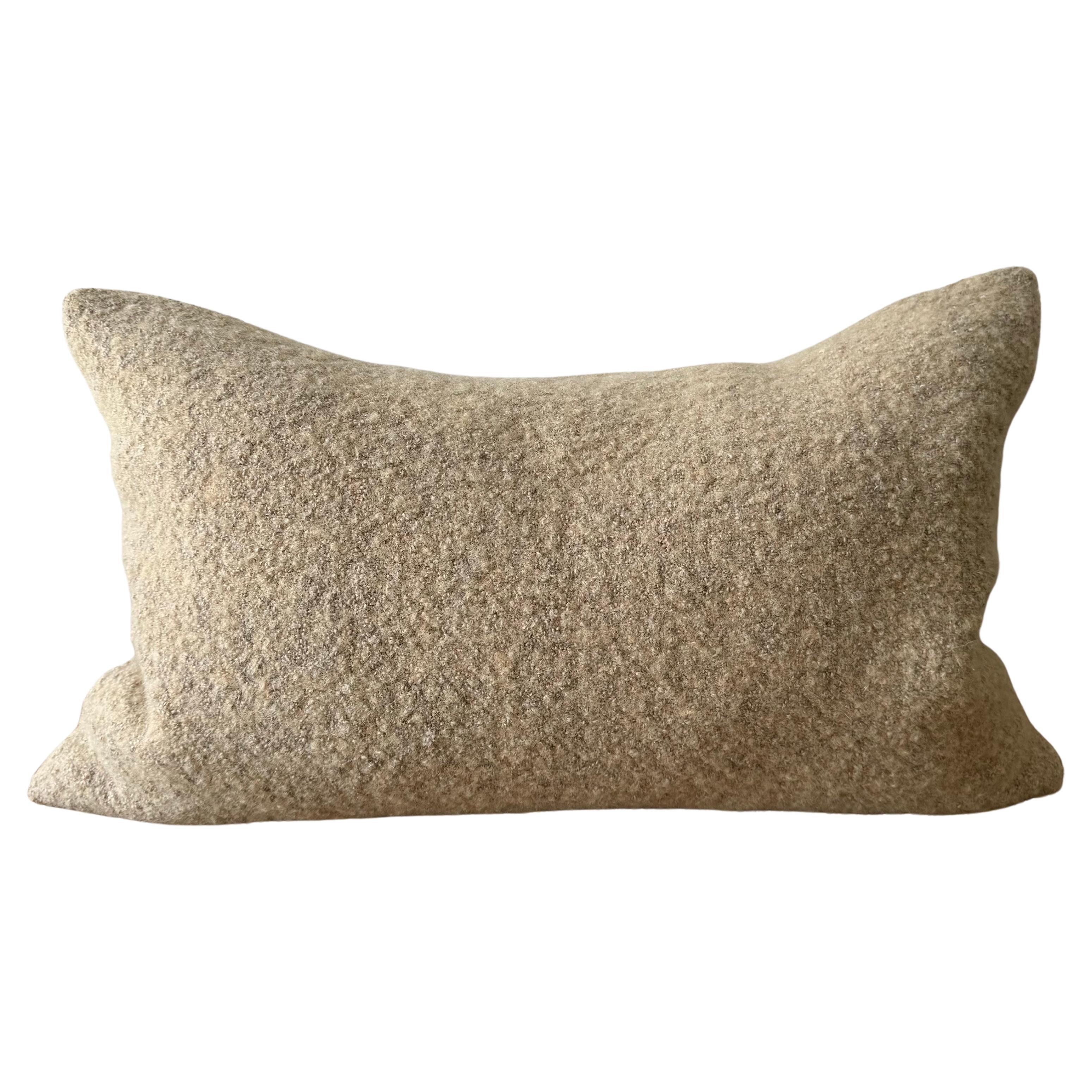 Custom Wool and Linen Blend Pillow with Brass Zipper and Down Feather Insert For Sale