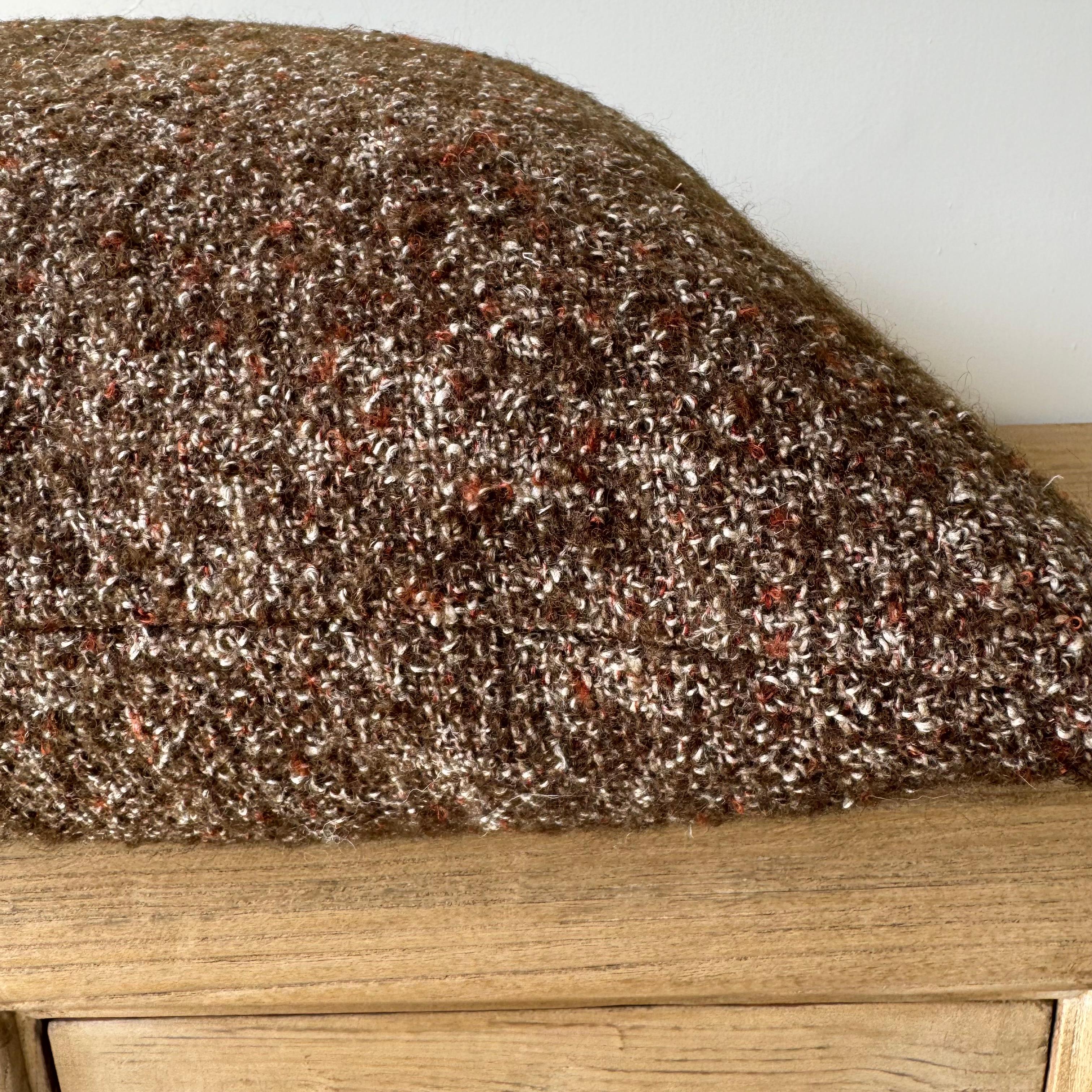 Custom Wool and Linen Pillow with Down Feather Insert in Coco Brown and Rust For Sale 1