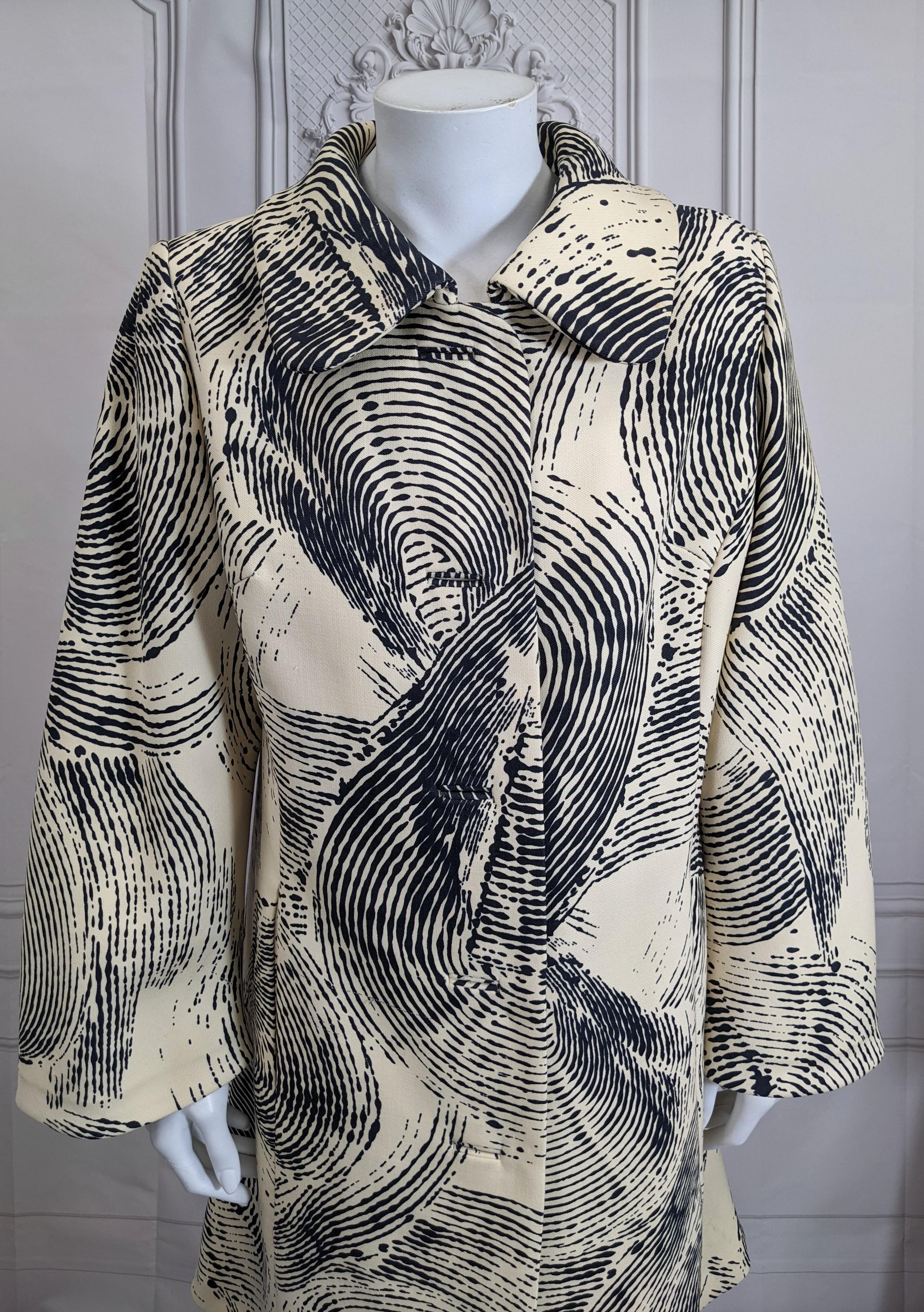 Gray Custom Wool Mod Coat with Fingerprint Pattern For Sale