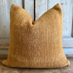 Custom Wool Pillow in Gold Moss with Down Insert