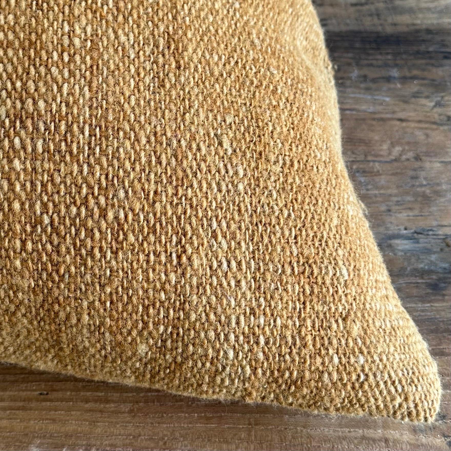 Custom Wool Pillow in Gold Moss with Down Insert For Sale 2