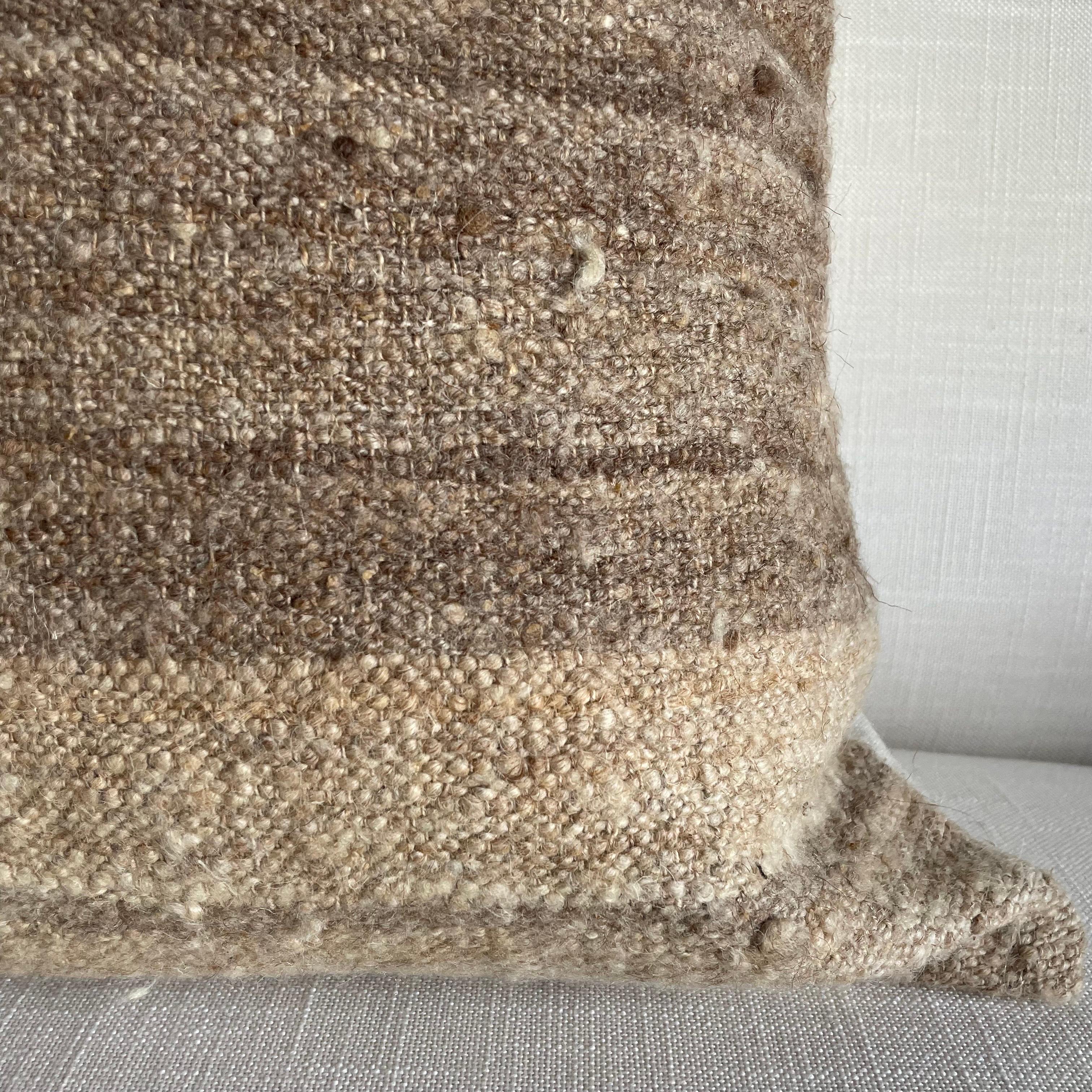 Custom Wool & Silk Blend Down Lumbar Pillow in Neutral Brown 1