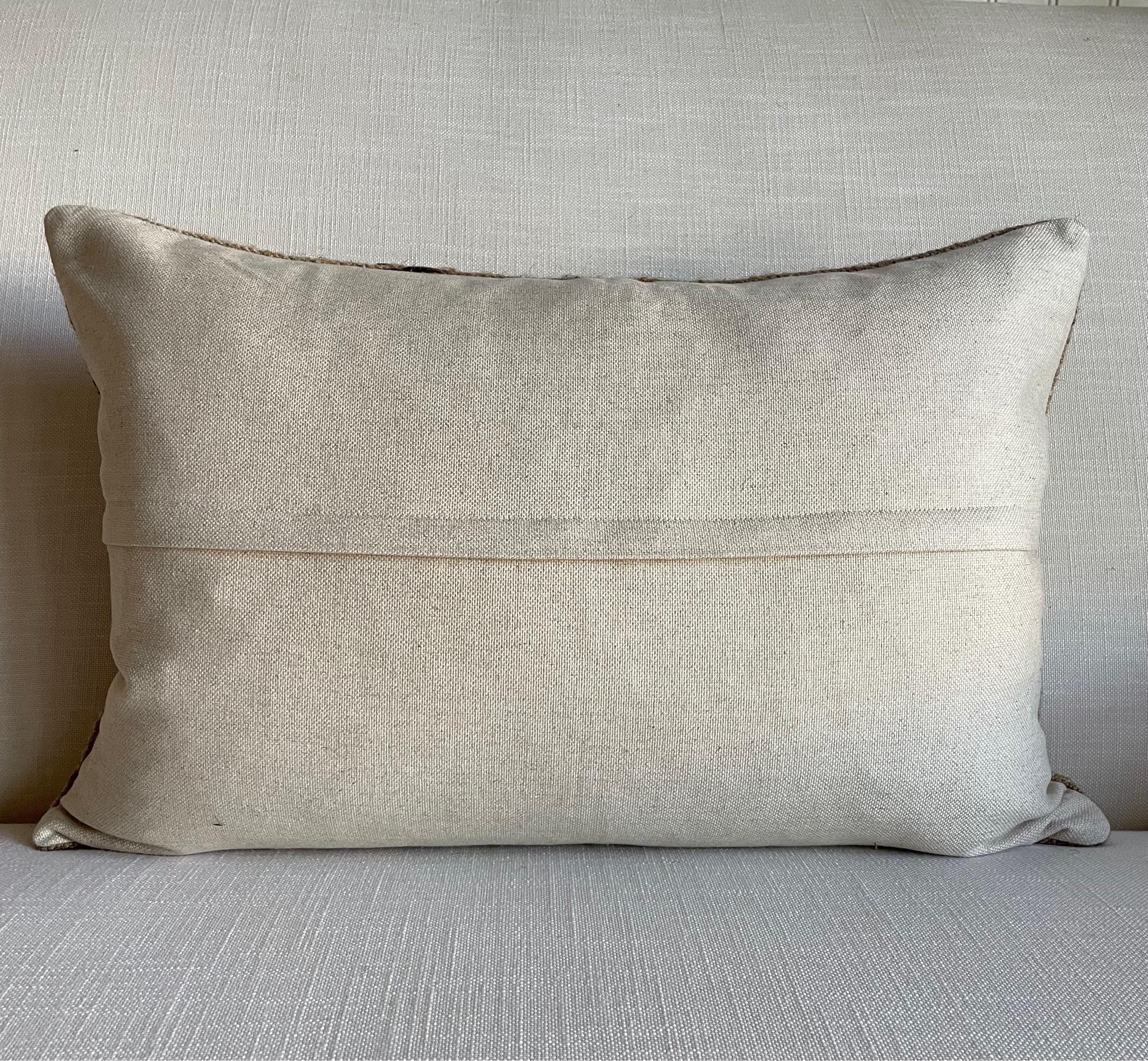 Custom Wool & Silk Blend Down Lumbar Pillow in Neutral Brown  2
