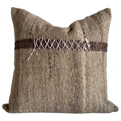 Custom Wool 
Silk Blend Down Lumbar Pillow in Neutral Brown