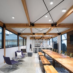 Custom "Workshop" Conference Table with a Solid Wood Top and Metal Base