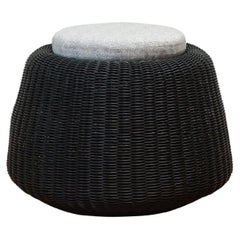 Custom Woven Outdoor "Esperanza" Stool/ Side Table in Black 