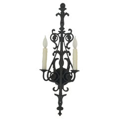 Custom Wrought Iron Wall Sconce, Hand-Painted, Baroque Style, USA