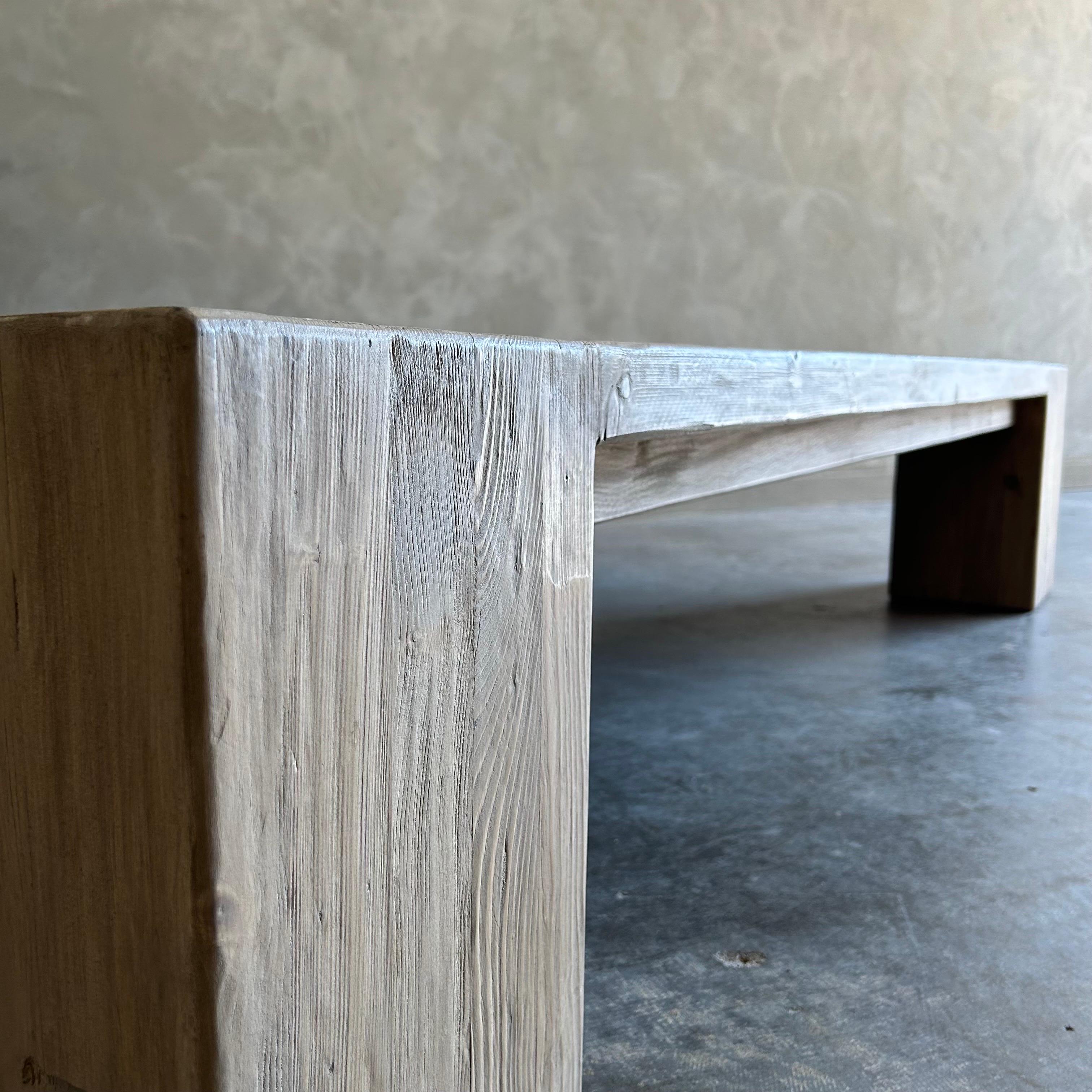 Custom XL Large Elm Wood Beam Coffee Table in Natural For Sale 7