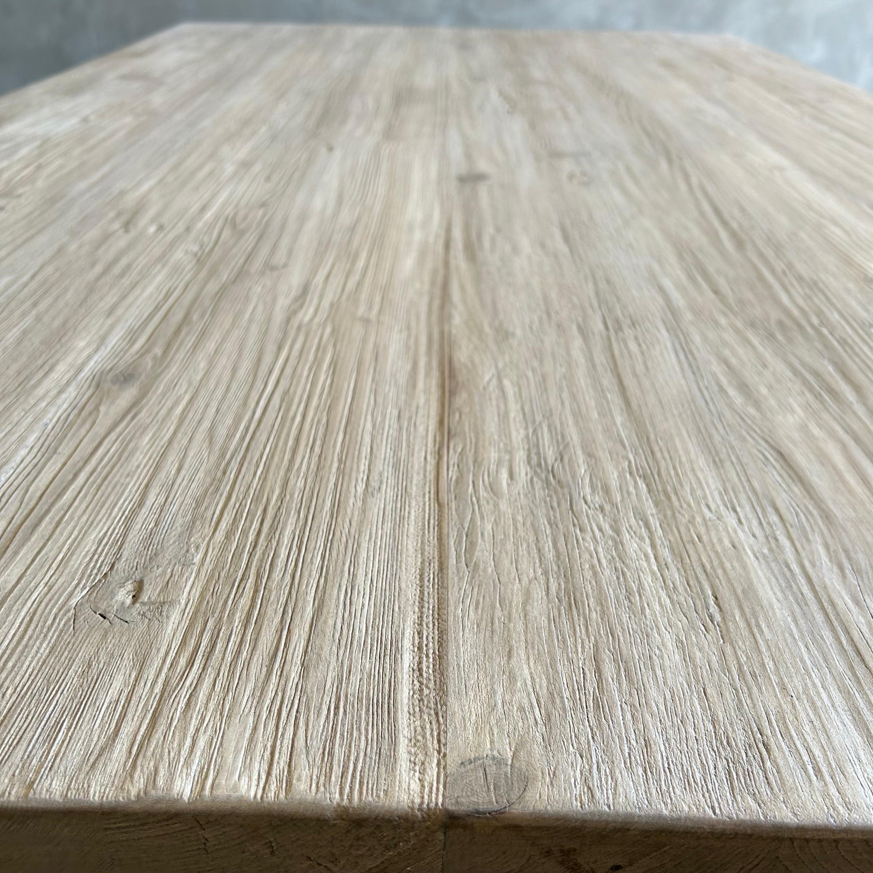 Custom XL Large Elm Wood Beam Coffee Table in Natural For Sale 11
