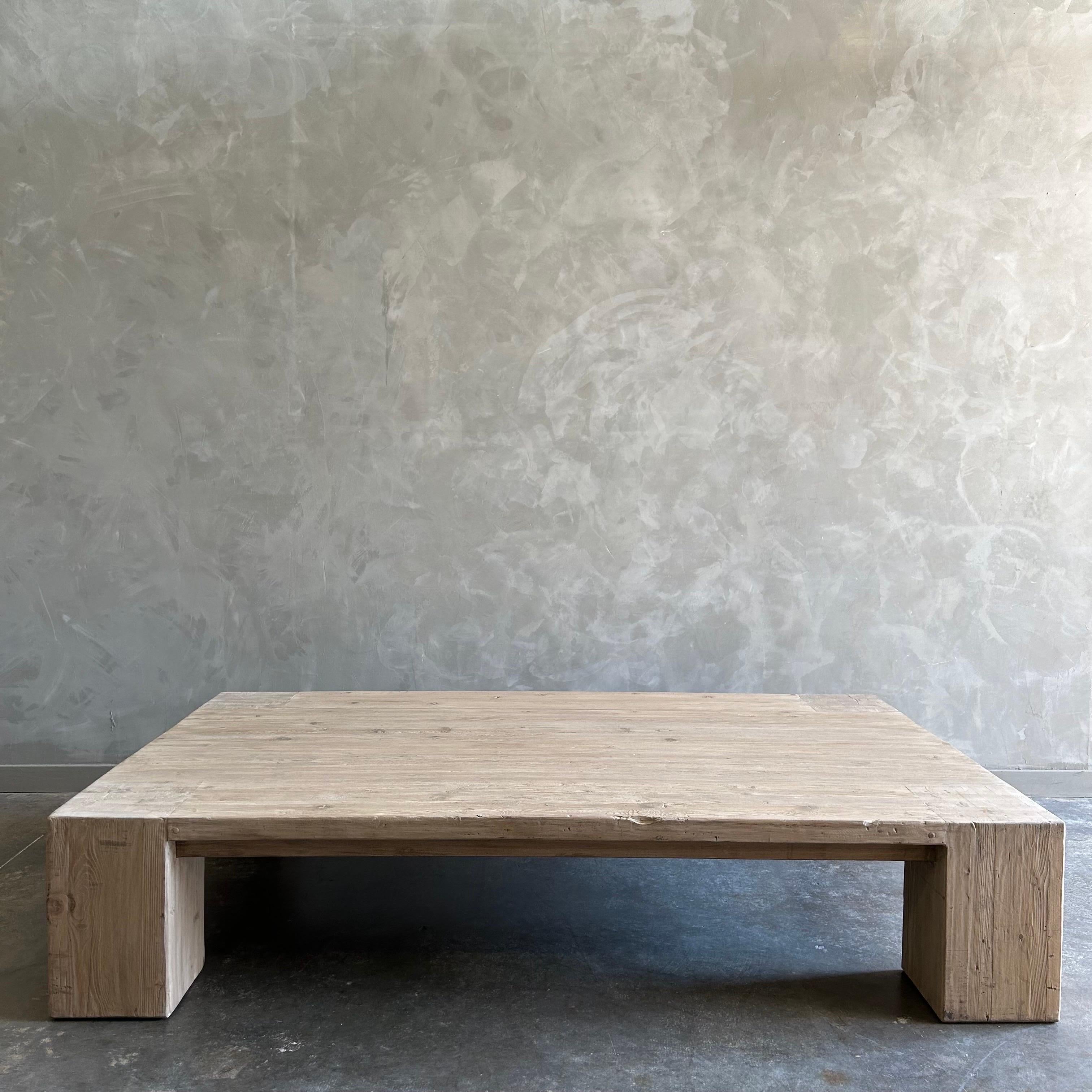 BH COLLECTION
Beam Coffee Table
With its generous rectangular dimensions are outlined by chunky squared legs, and the dovetail joinery detailing on its sides adds a sophisticated touch.
Nautral reclaimed elm wood
Dimensions  72”w x 47”d x 16”h
Care