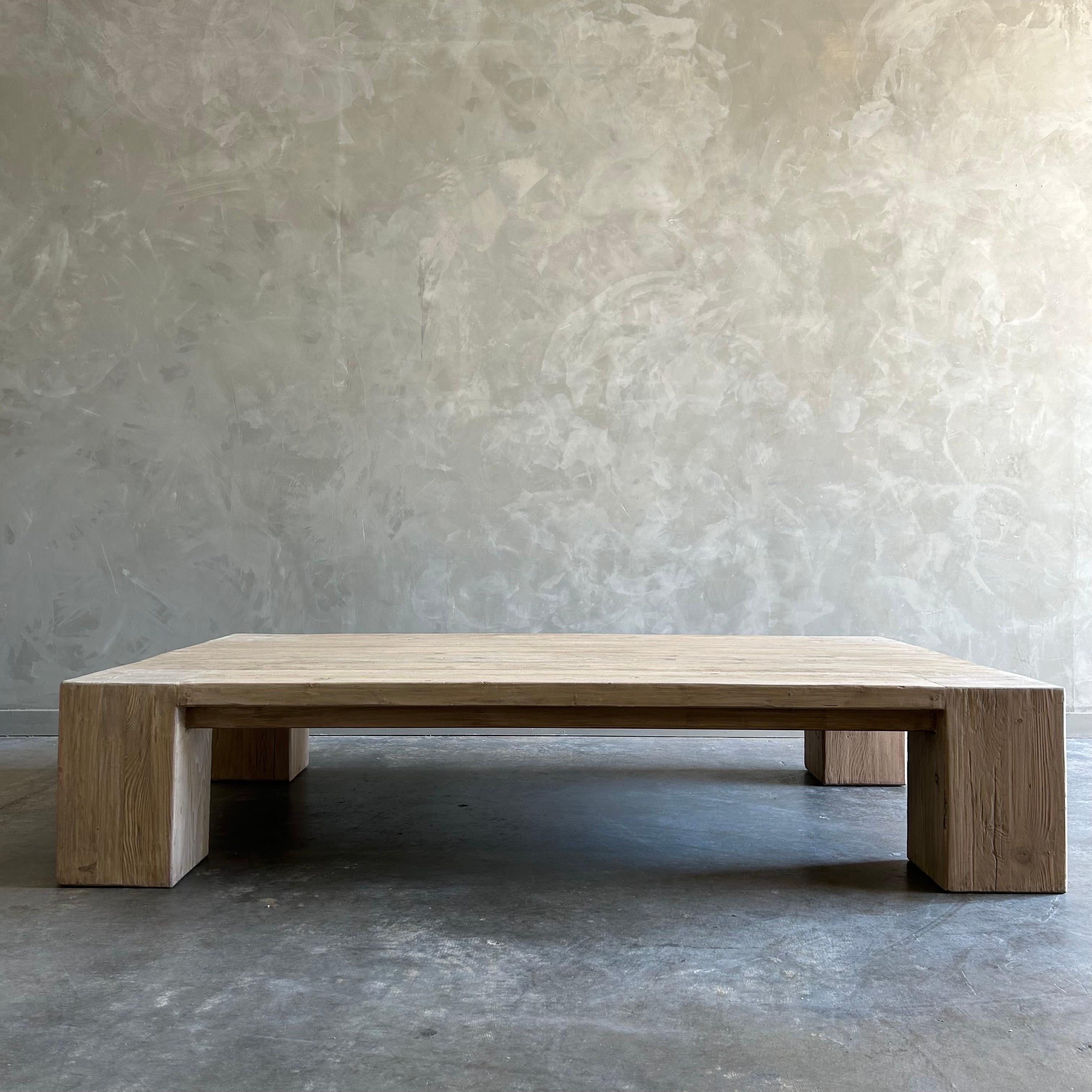 Contemporary Custom X Large Elm Wood Beam Coffee Table in Natural  For Sale