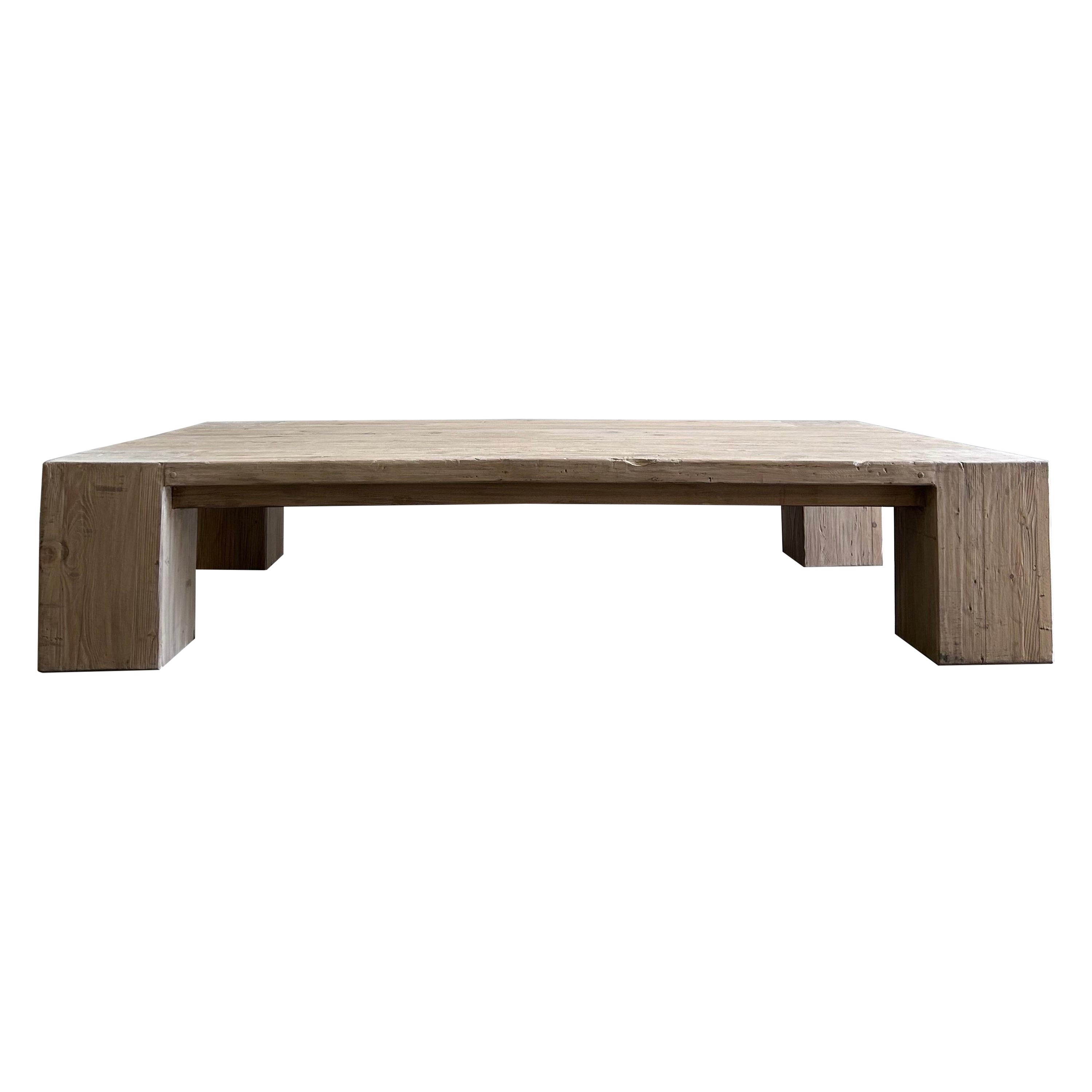 Custom X Large Elm Wood Beam Coffee Table in Natural