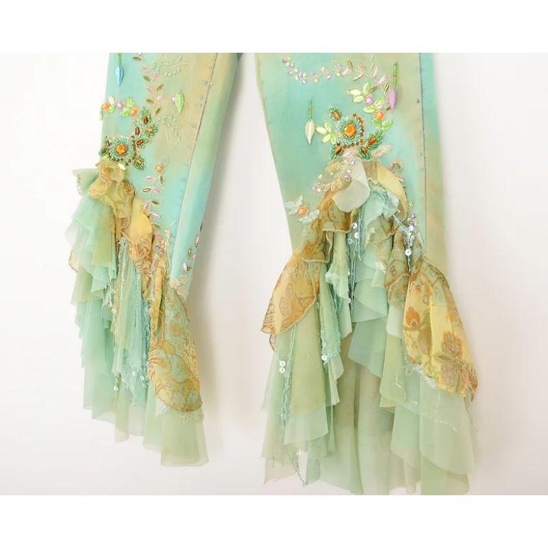 Y2K 2000's Dyed Denim Couture Matching Crop Top & Pants embroidered Set 5