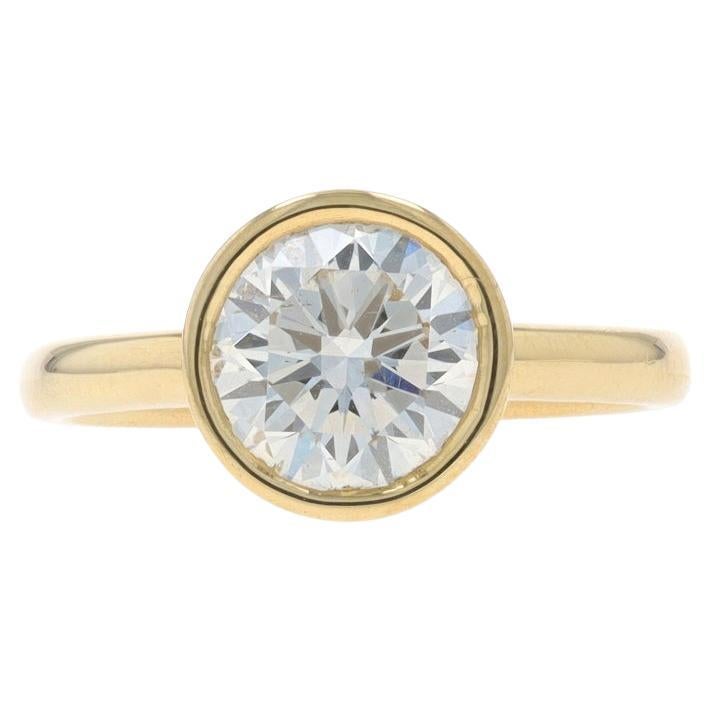 Anillo Solitario de Diamantes de Oro Amarillo Personalizado - 18k Redondo 2.50ct GIA Bisel Engag Set