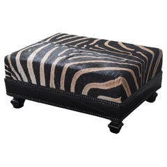 Custom Zebra Rectangular Ottoman Coffee Table, Genuine Zebra Skin Decor Table
