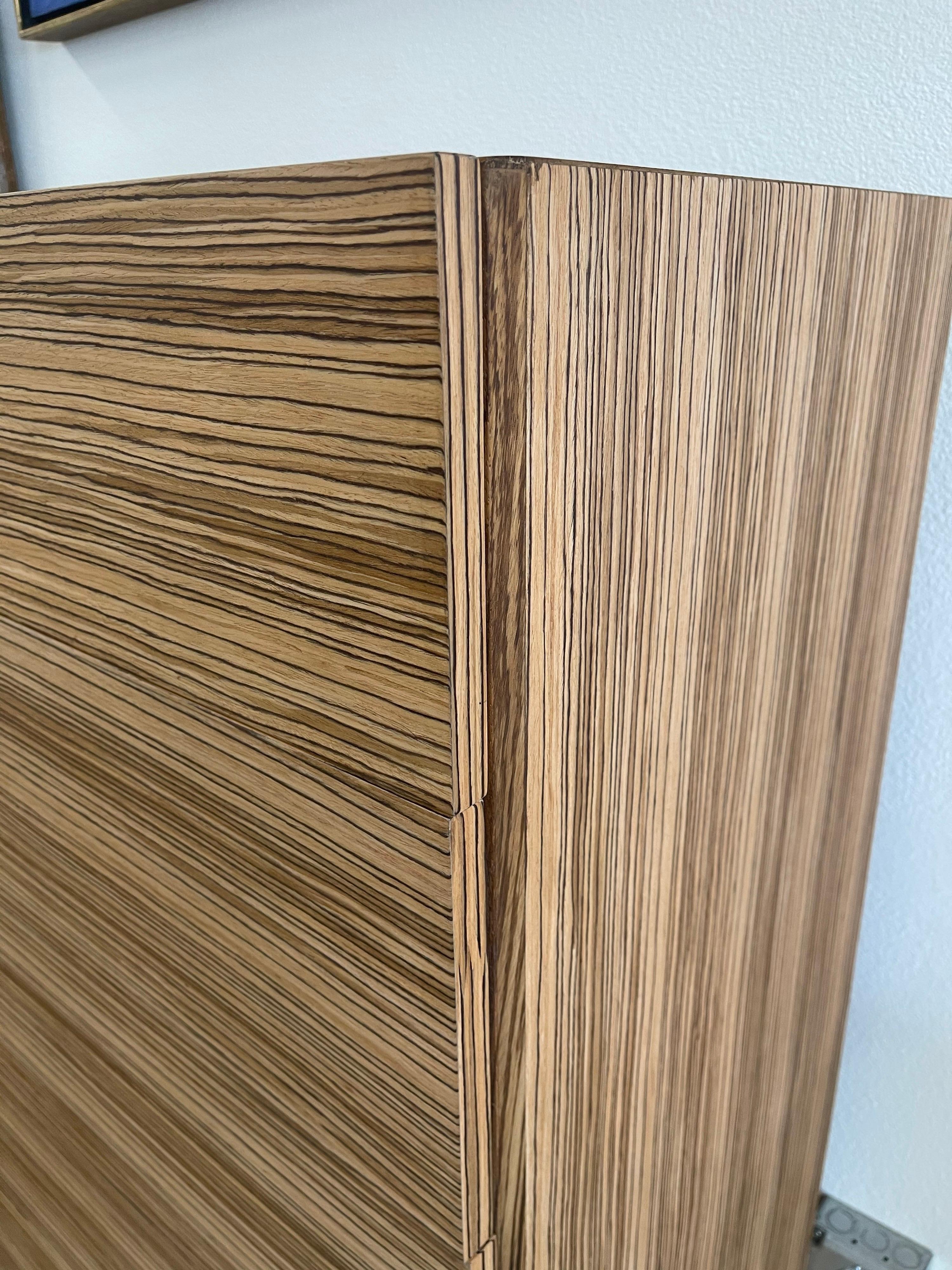 Contemporary Custom Zebrawood Chest For Sale