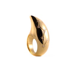 Custom Zodiac 18K Gold Statement Ring with Pave Diamonds