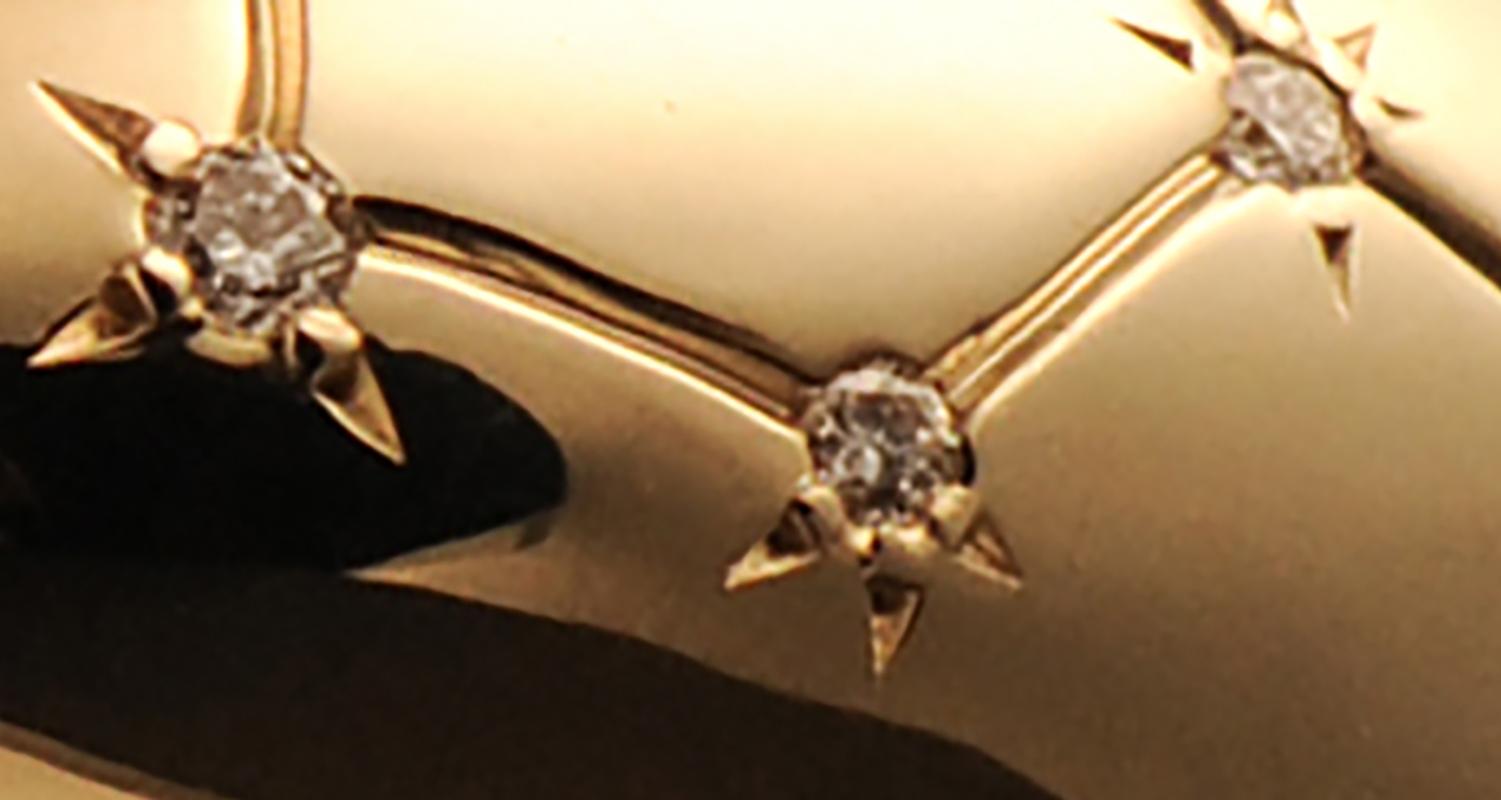 For Sale:  Custom Zodiac 18K Gold Statement Ring with Pave Diamonds 6