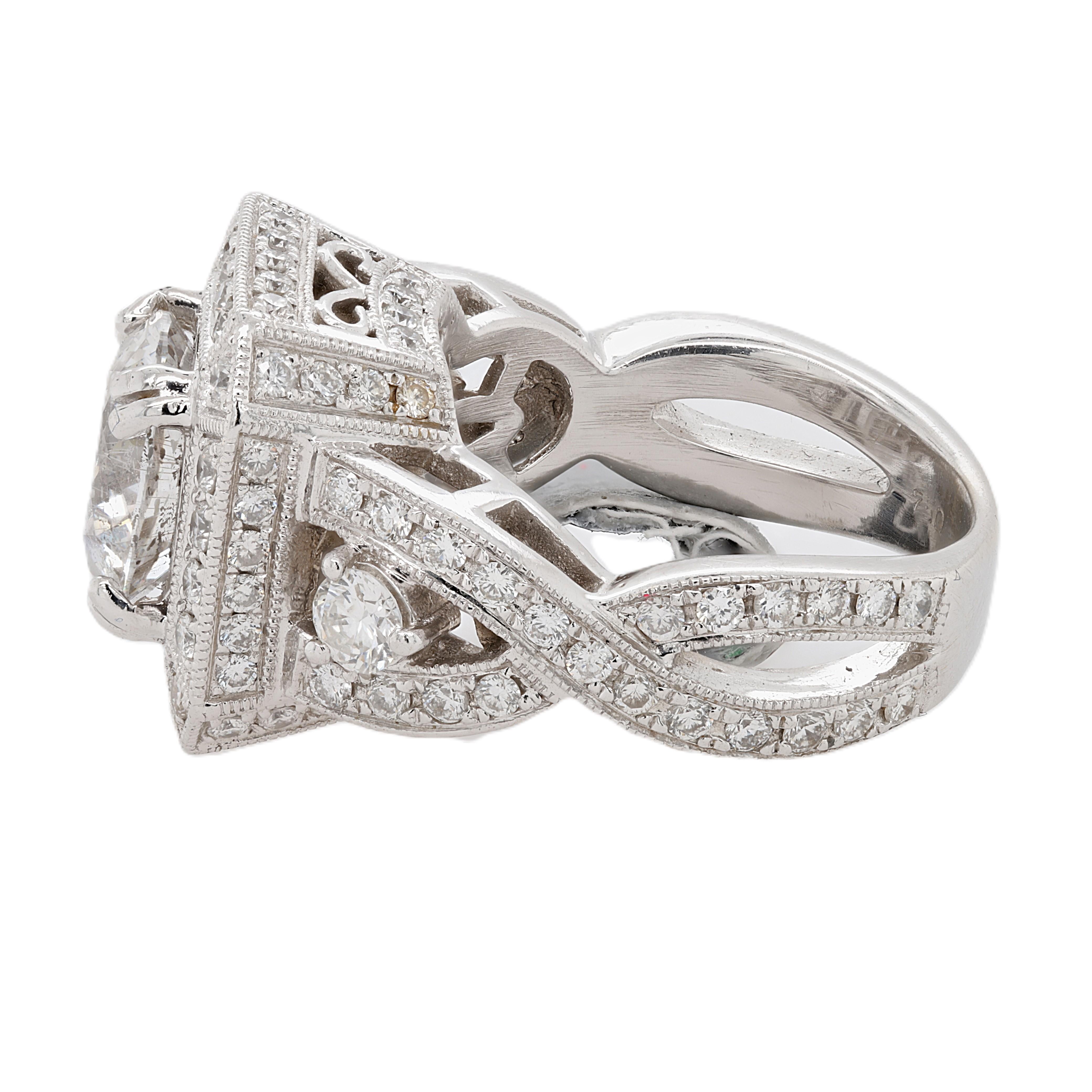 Customade 18kt White Gold Clarity Enhanced Engagement Ring In New Condition For Sale In New York, NY