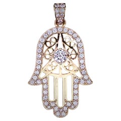 CUSTOM MADE Hamza  Colgante de oro amarillo de 14 quilates con diamantes