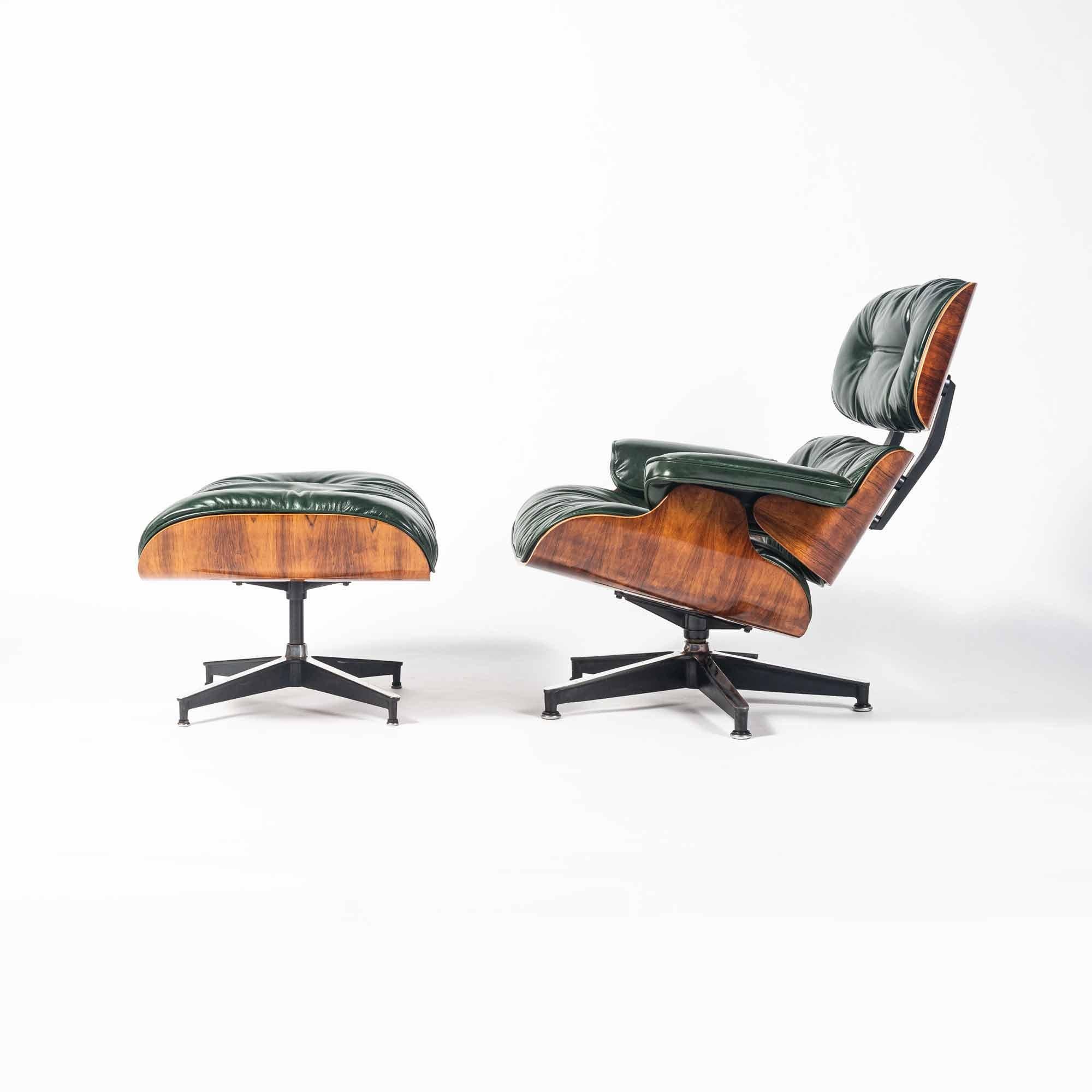 Please note: Pictures are from the previous customed upholstered Eames Lounge Chair in British Racing Green Leather. Please reach out for images of the current one in restoration.

We are excited to offer a pre-sale of our upcoming 3rd Gen Eames