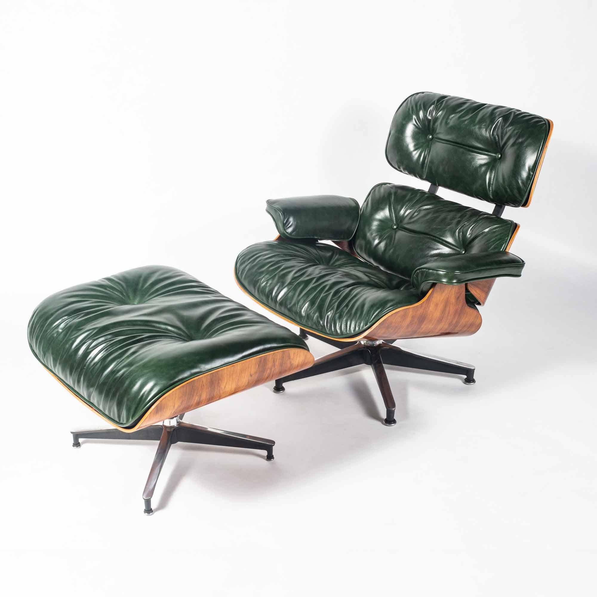 American Customed Order, 3rd Gen Eames Lounge Chair in British Racing Green Leather