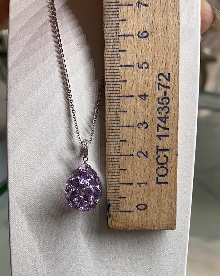 Customisable Natkina Rare Blue 5.14 Carat Topaz Diamond Drop Pendant Necklace For Sale 3